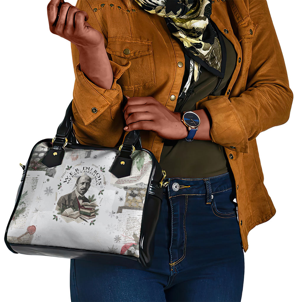 W.E.B. Du Bois Christmas Shoulder Handbag Think Deeper Quote Vintage Portrait Newspaper Collage Festive