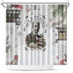W.E.B. Du Bois Christmas Shower Curtain Think Deeper Quote Vintage Portrait Newspaper Collage Festive