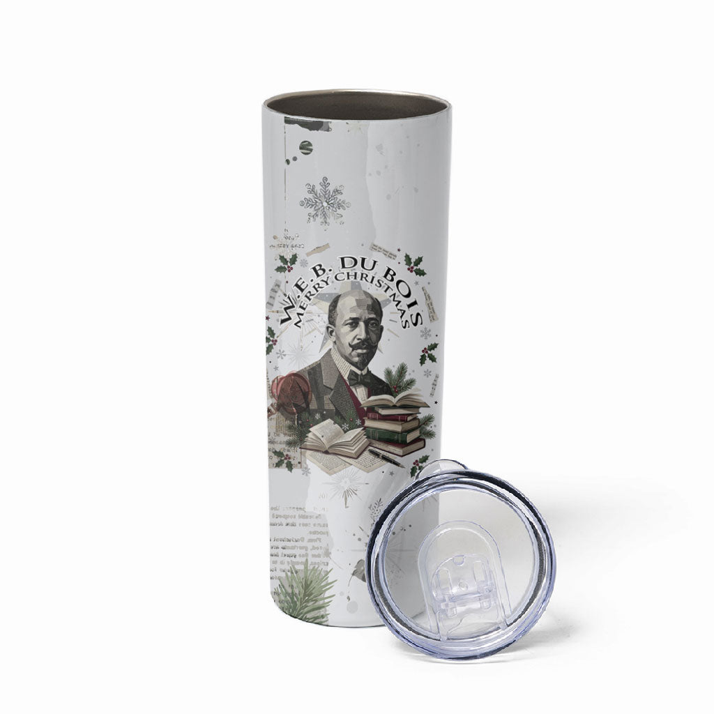 W.E.B. Du Bois Christmas Skinny Tumbler Think Deeper Quote Vintage Portrait Newspaper Collage Festive