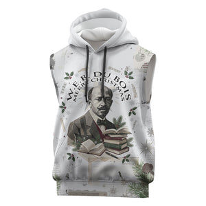 W.E.B. Du Bois Christmas Sleeveless Hoodie Think Deeper Quote Vintage Portrait Newspaper Collage Festive