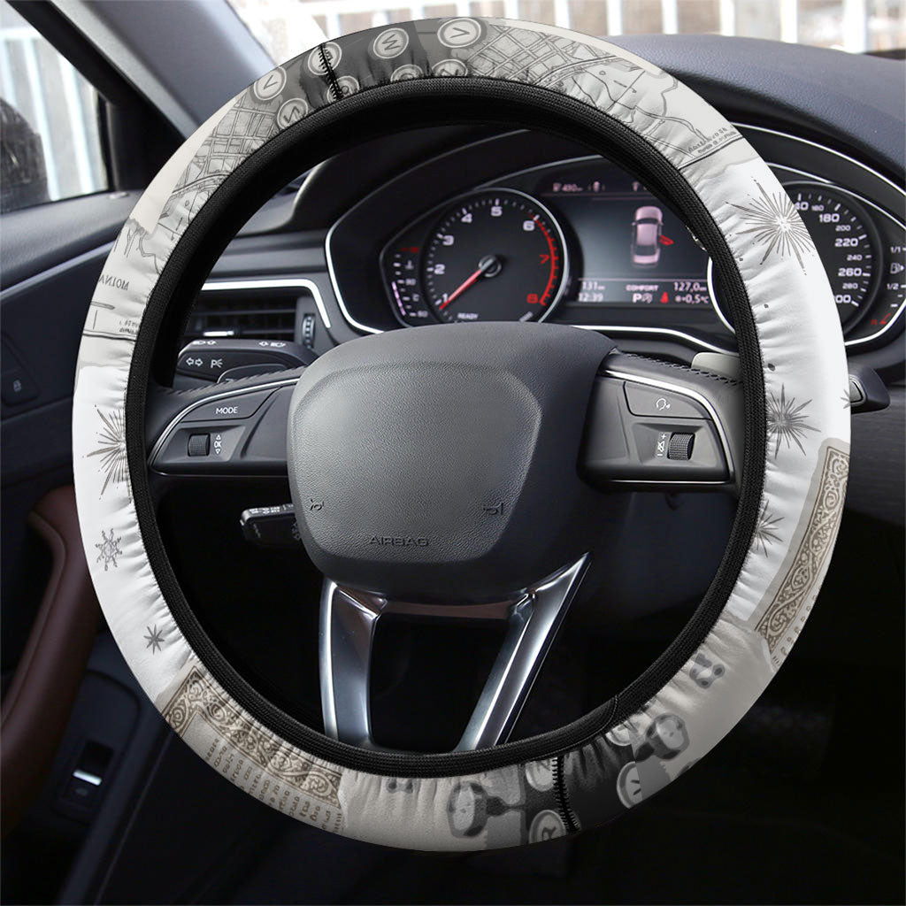 W.E.B. Du Bois Christmas Steering Wheel Cover Think Deeper Quote Vintage Portrait Newspaper Collage Festive
