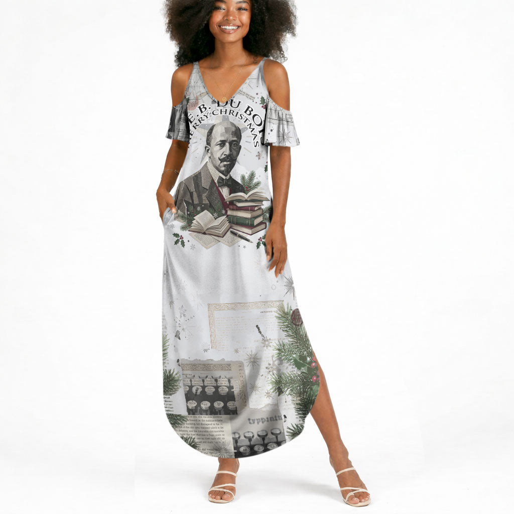 W.E.B. Du Bois Christmas Summer Maxi Dress Think Deeper Quote Vintage Portrait Newspaper Collage Festive