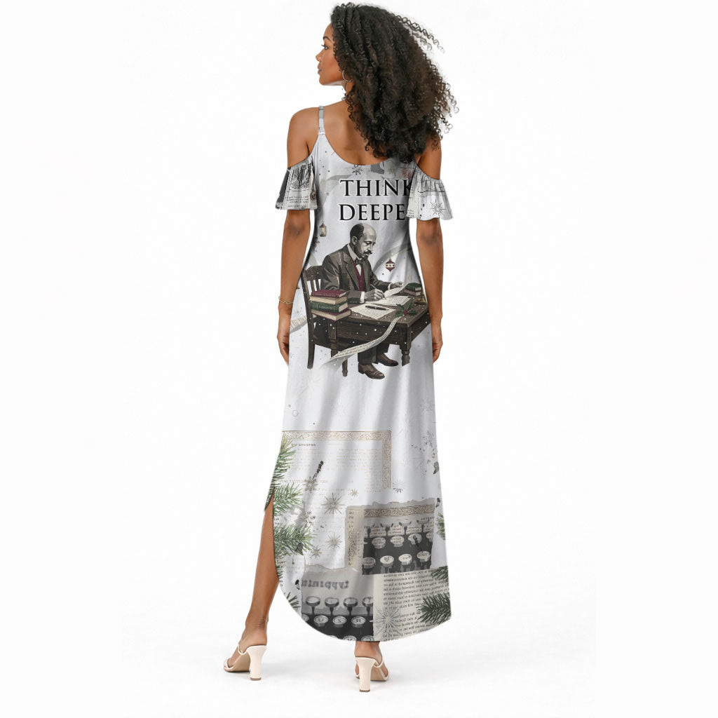 W.E.B. Du Bois Christmas Summer Maxi Dress Think Deeper Quote Vintage Portrait Newspaper Collage Festive