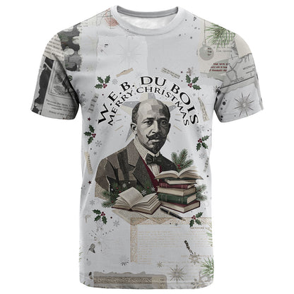 W.E.B. Du Bois Christmas T shirt Think Deeper Quote Vintage Portrait Newspaper Collage Festive