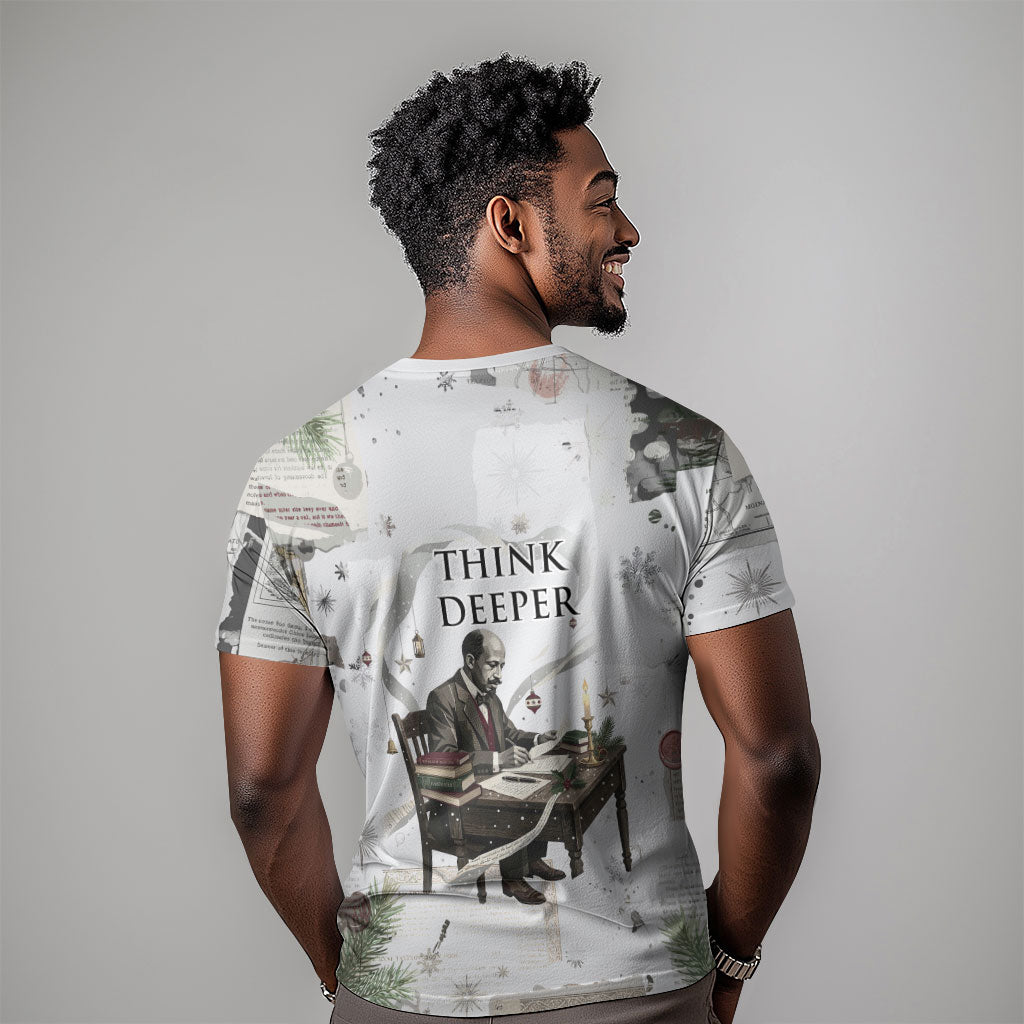 W.E.B. Du Bois Christmas T shirt Think Deeper Quote Vintage Portrait Newspaper Collage Festive
