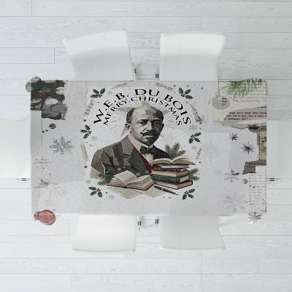 W.E.B. Du Bois Christmas Tablecloth Think Deeper Quote Vintage Portrait Newspaper Collage Festive