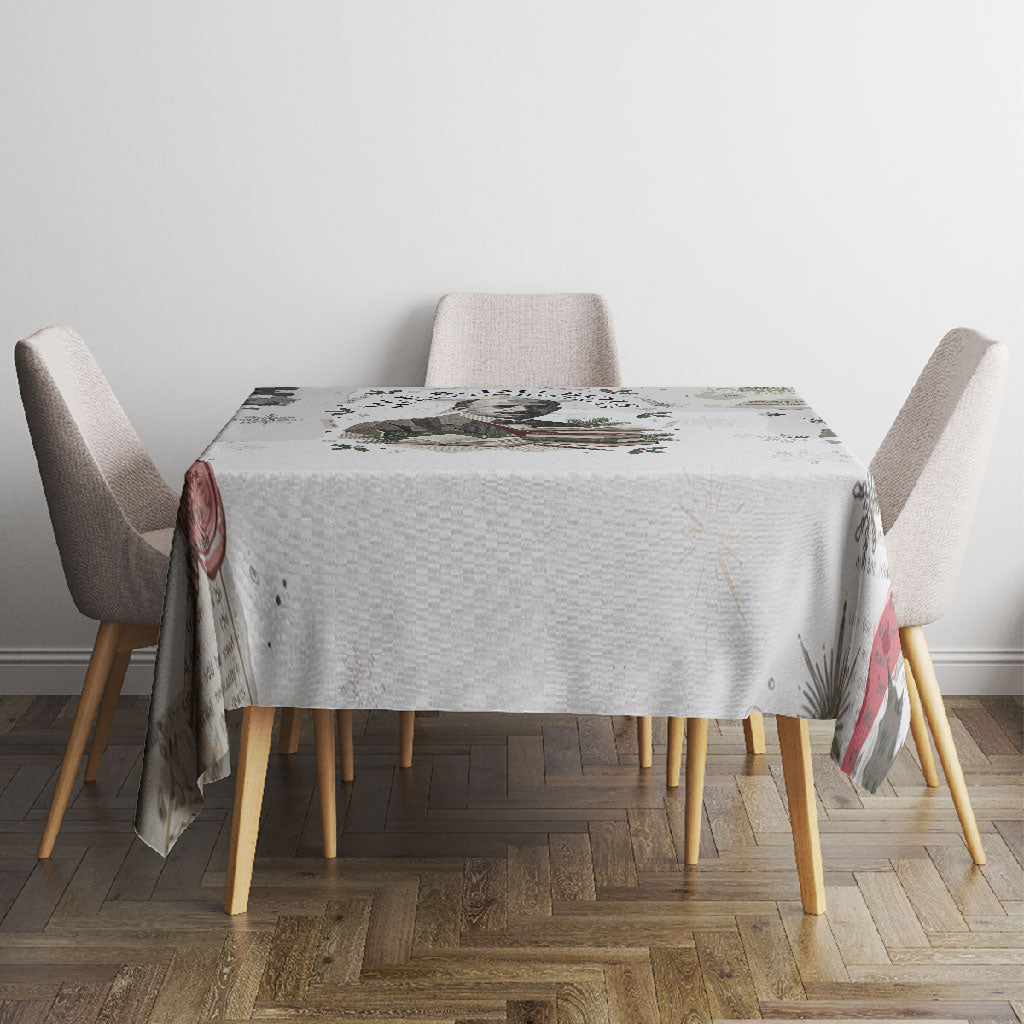 W.E.B. Du Bois Christmas Tablecloth Think Deeper Quote Vintage Portrait Newspaper Collage Festive