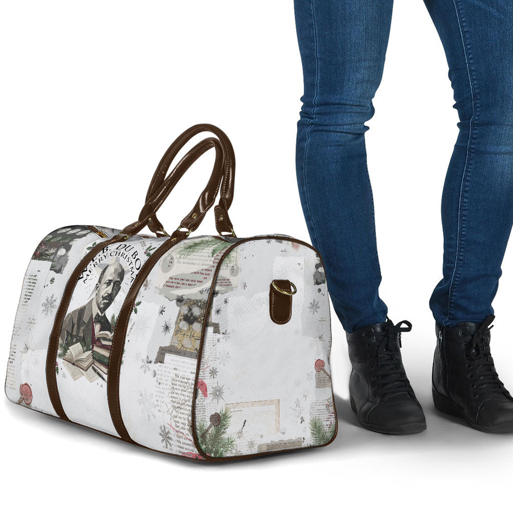 W.E.B. Du Bois Christmas Travel Bag Think Deeper Quote Vintage Portrait Newspaper Collage Festive