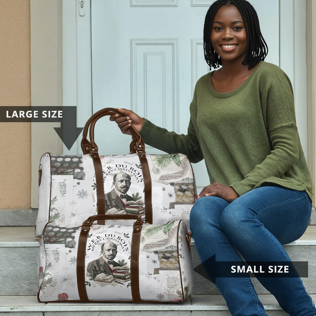 W.E.B. Du Bois Christmas Travel Bag Think Deeper Quote Vintage Portrait Newspaper Collage Festive