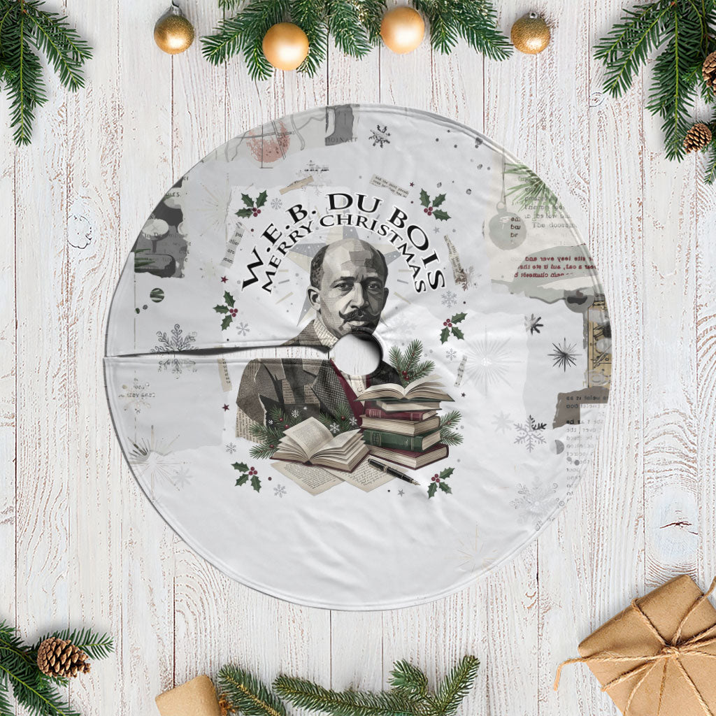 W.E.B. Du Bois Christmas Tree Skirt Think Deeper Quote Vintage Portrait Newspaper Collage Festive