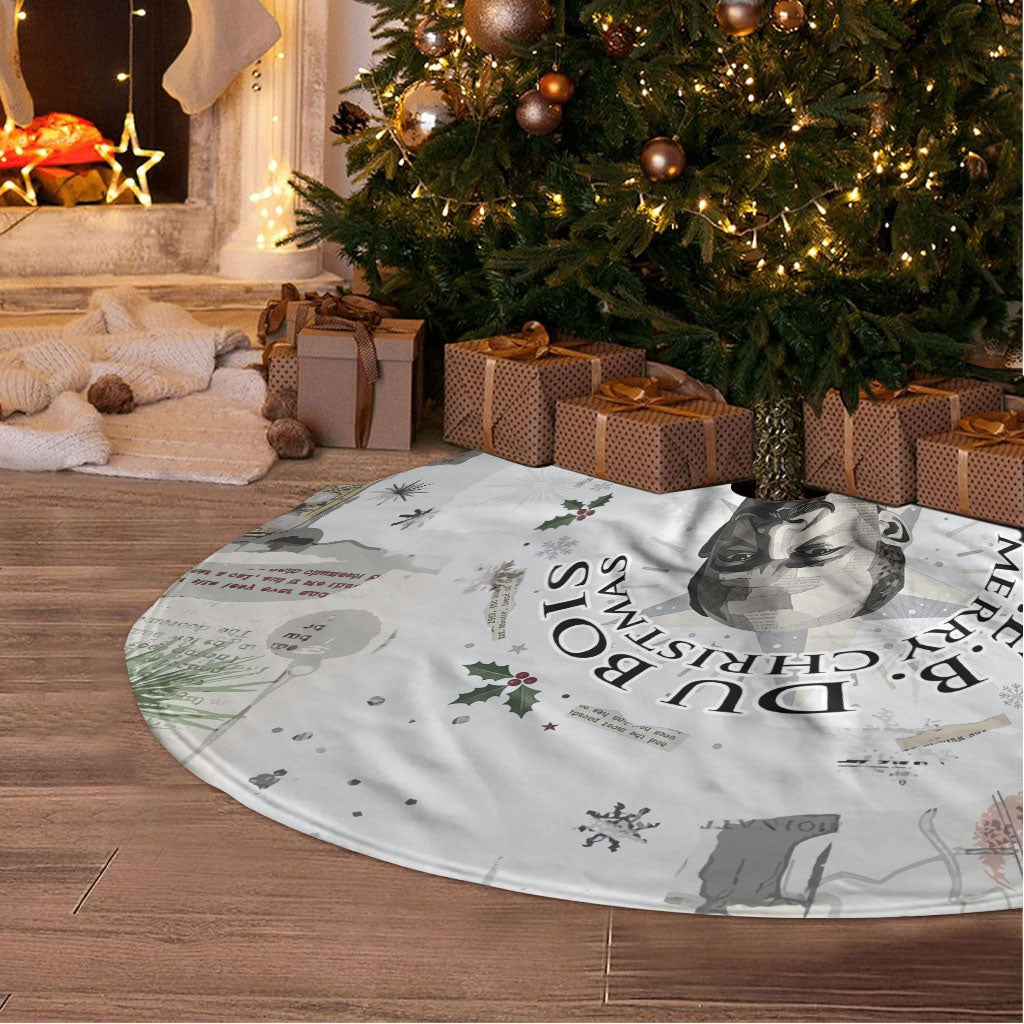 W.E.B. Du Bois Christmas Tree Skirt Think Deeper Quote Vintage Portrait Newspaper Collage Festive