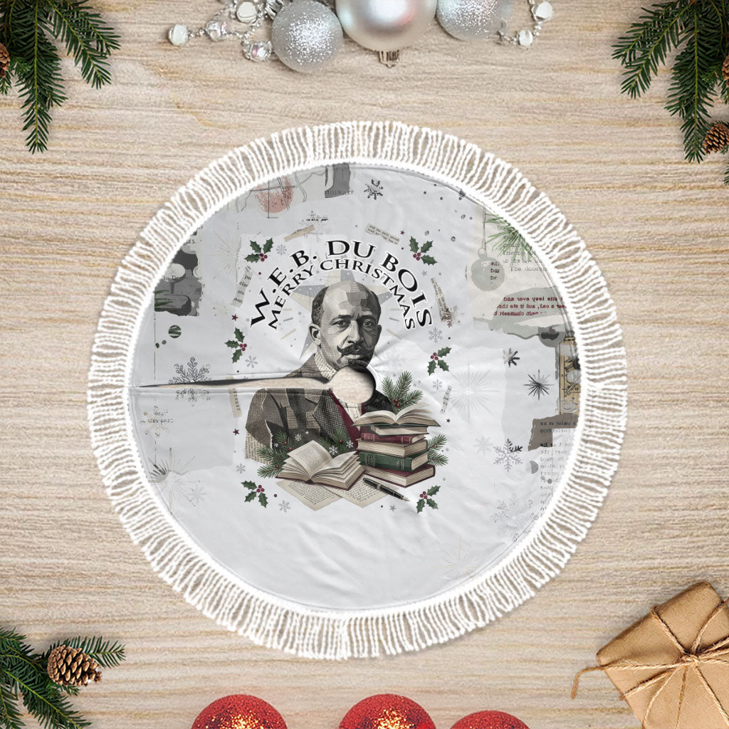 W.E.B. Du Bois Christmas Tree Skirt Think Deeper Quote Vintage Portrait Newspaper Collage Festive