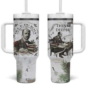 W.E.B. Du Bois Christmas Tumbler With Handle Think Deeper Quote Vintage Portrait Newspaper Collage Festive