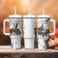 W.E.B. Du Bois Christmas Tumbler With Handle Think Deeper Quote Vintage Portrait Newspaper Collage Festive