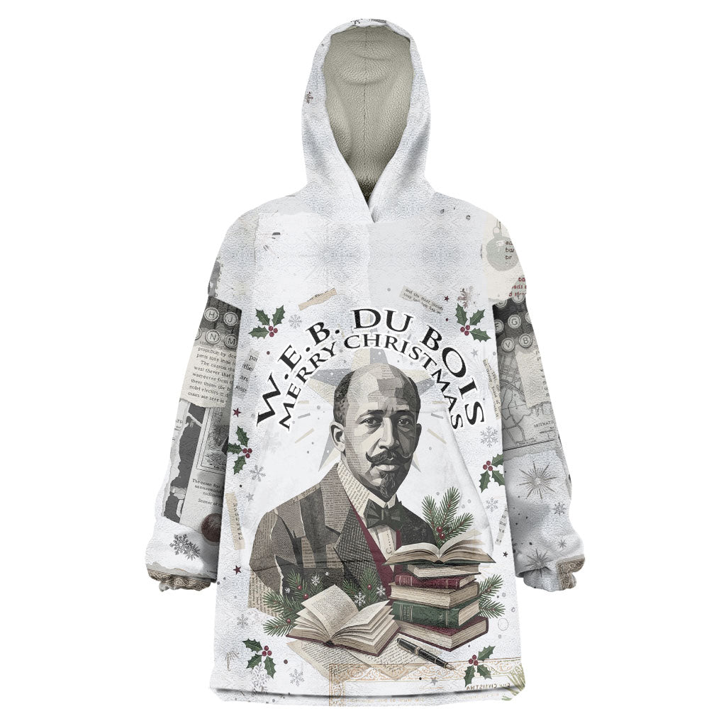 W.E.B. Du Bois Christmas Wearable Blanket Hoodie Think Deeper Quote Vintage Portrait Newspaper Collage Festive