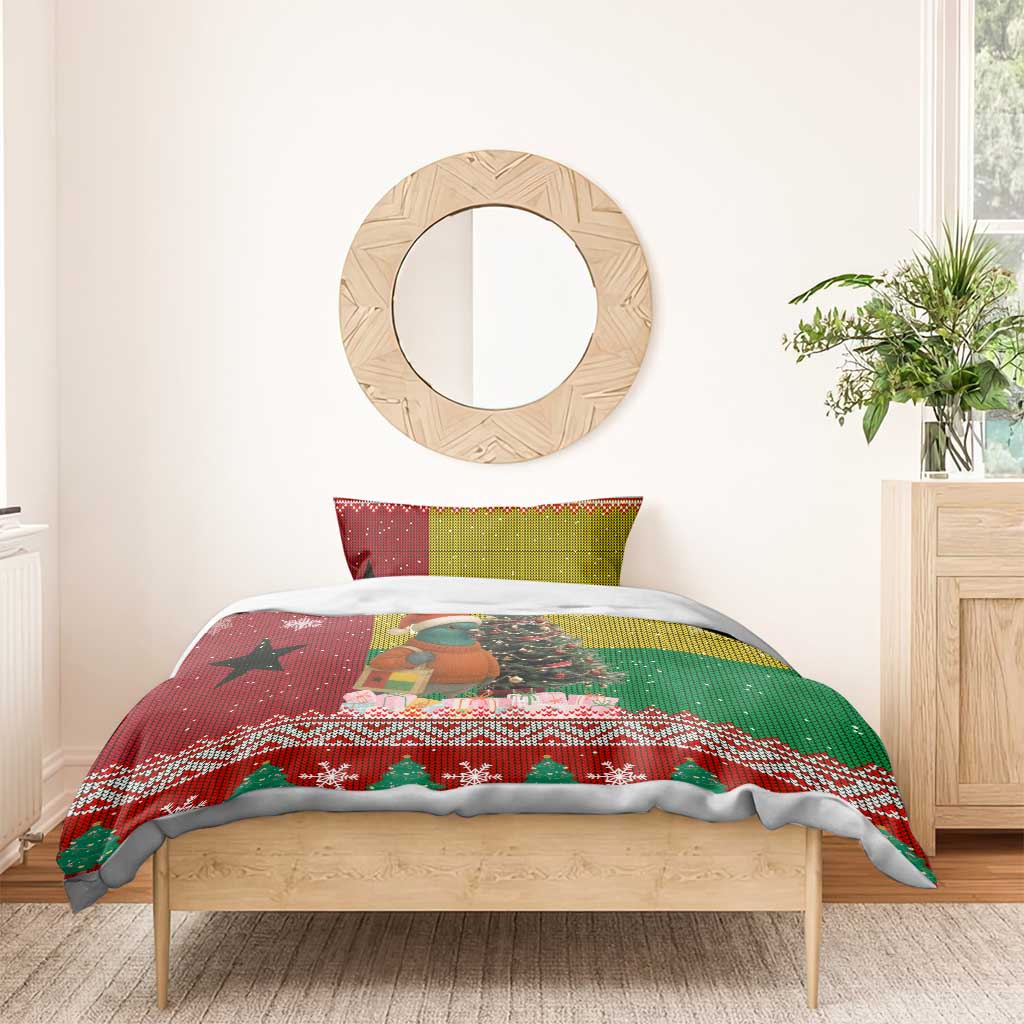 Guinea Bissau Christmas Bedding Set Santa Penguin Christmas Tree and Snowflake - African Pride