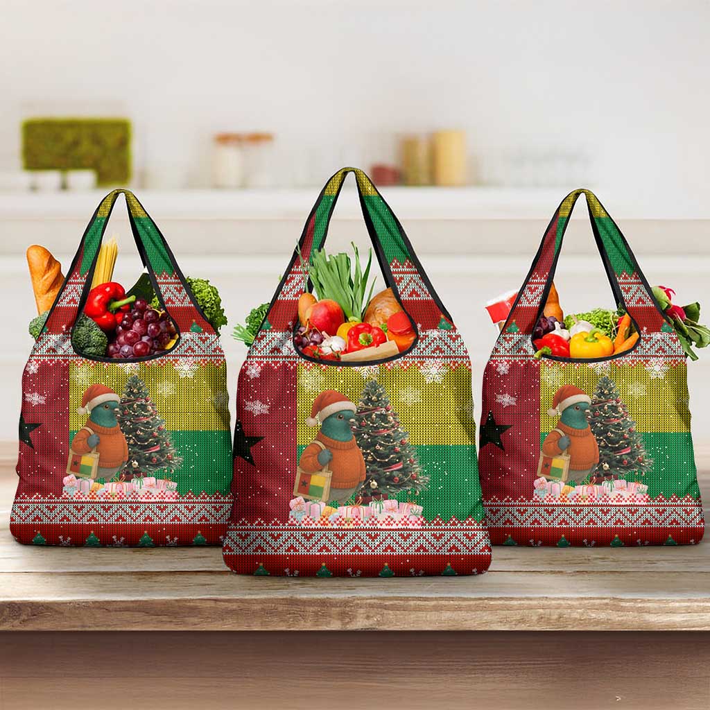 Guinea Bissau Christmas Grocery Bag Santa Penguin Christmas Tree and Snowflake - African Pride