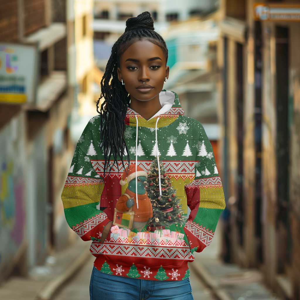 Guinea Bissau Christmas Hoodie Santa Penguin Christmas Tree and Snowflake - African Pride