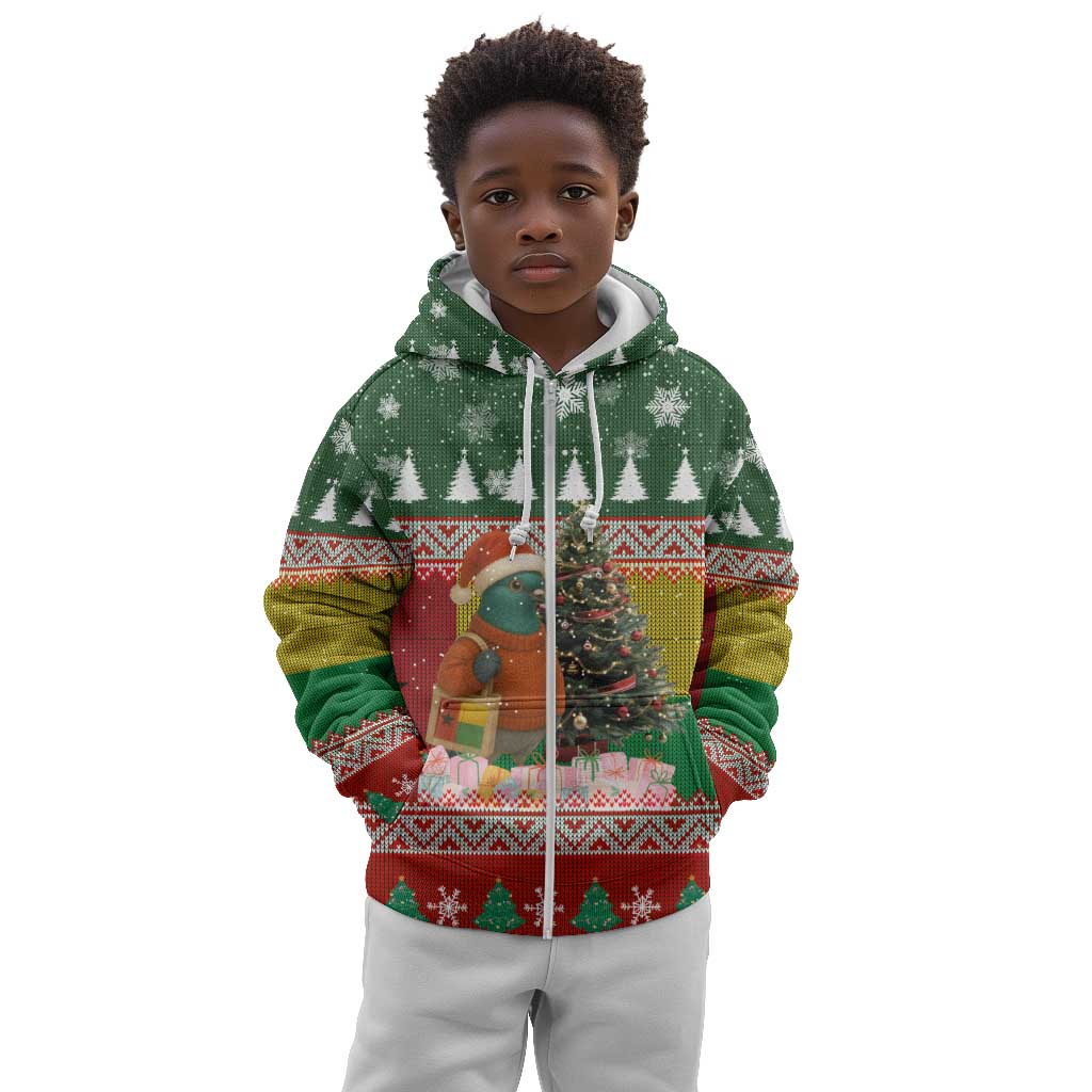 Guinea Bissau Christmas Kid Hoodie Santa Penguin Christmas Tree and Snowflake - African Pride