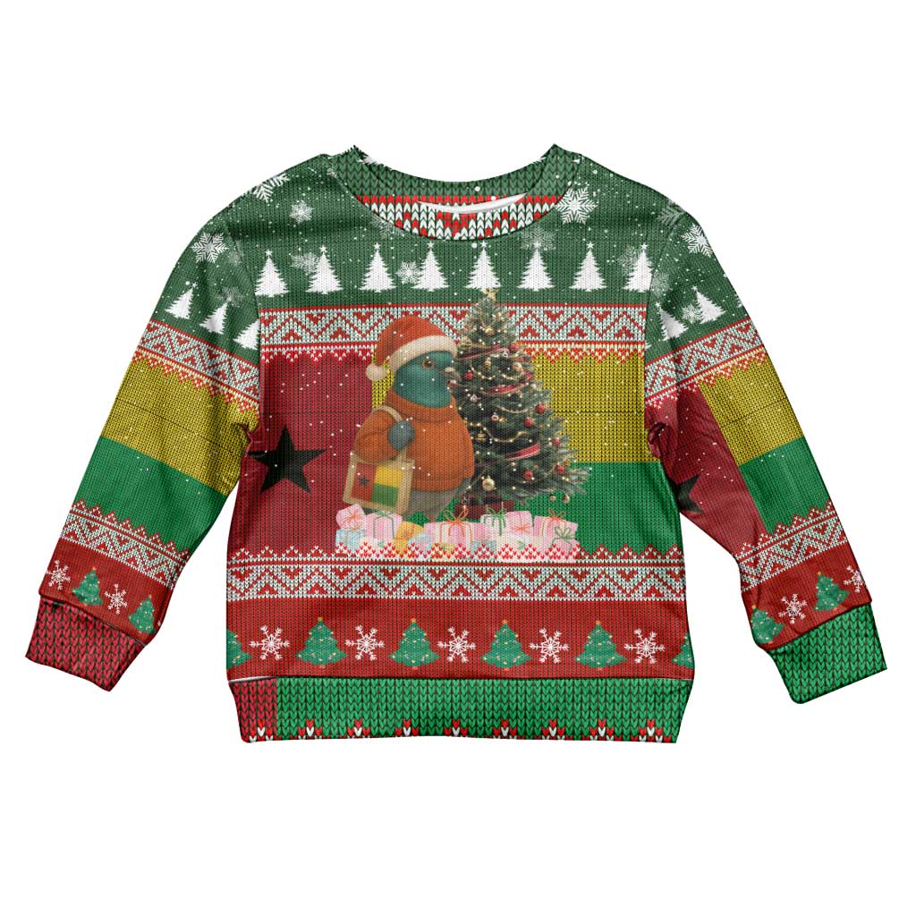 Guinea Bissau Christmas Kid Ugly Christmas Sweater Santa Penguin Christmas Tree and Snowflake - African Pride