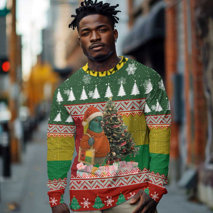 Guinea Bissau Christmas Long Sleeve Shirt Santa Penguin Christmas Tree and Snowflake - African Pride