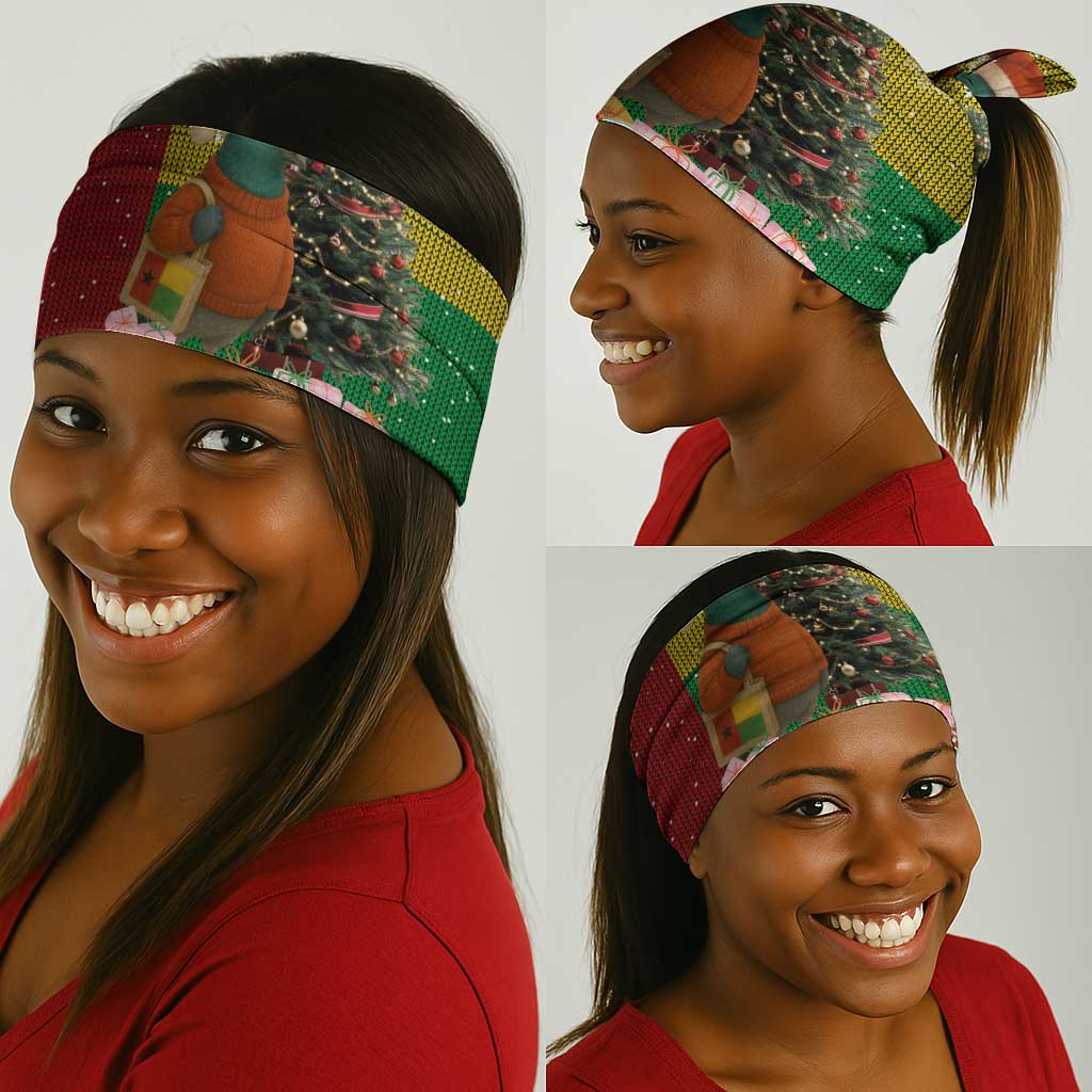 Guinea Bissau Christmas Neck Gaiter Santa Penguin Christmas Tree and Snowflake - African Pride