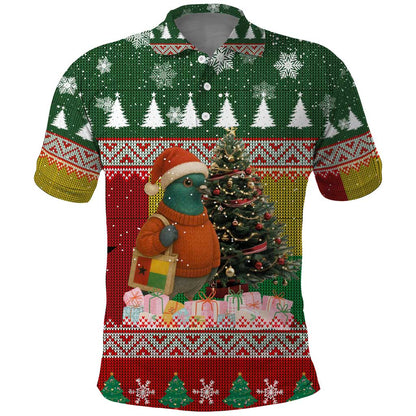 Guinea Bissau Christmas Polo Shirt Santa Penguin Christmas Tree and Snowflake - African Pride