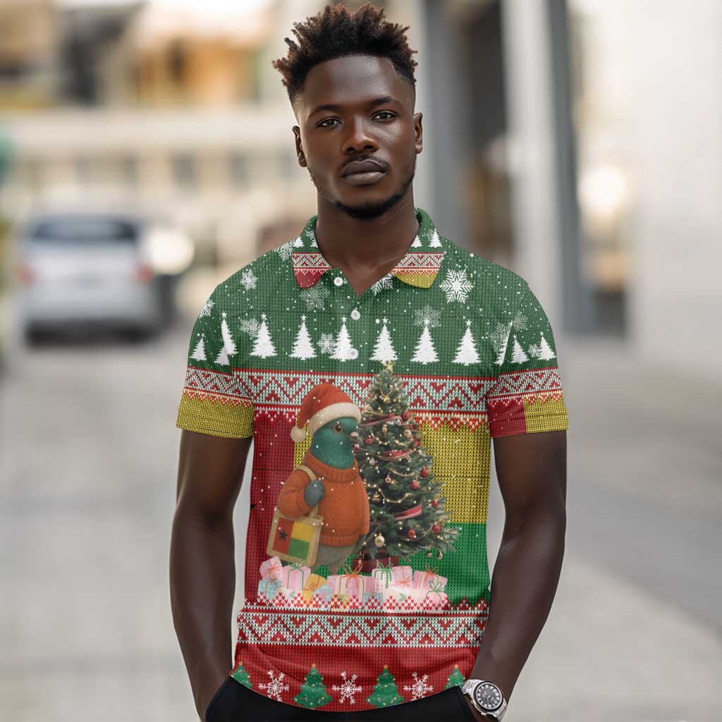 Guinea Bissau Christmas Polo Shirt Santa Penguin Christmas Tree and Snowflake - African Pride