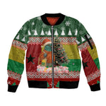 Guinea Bissau Christmas Sleeve Zip Bomber Jacket Santa Penguin Christmas Tree and Snowflake - African Pride