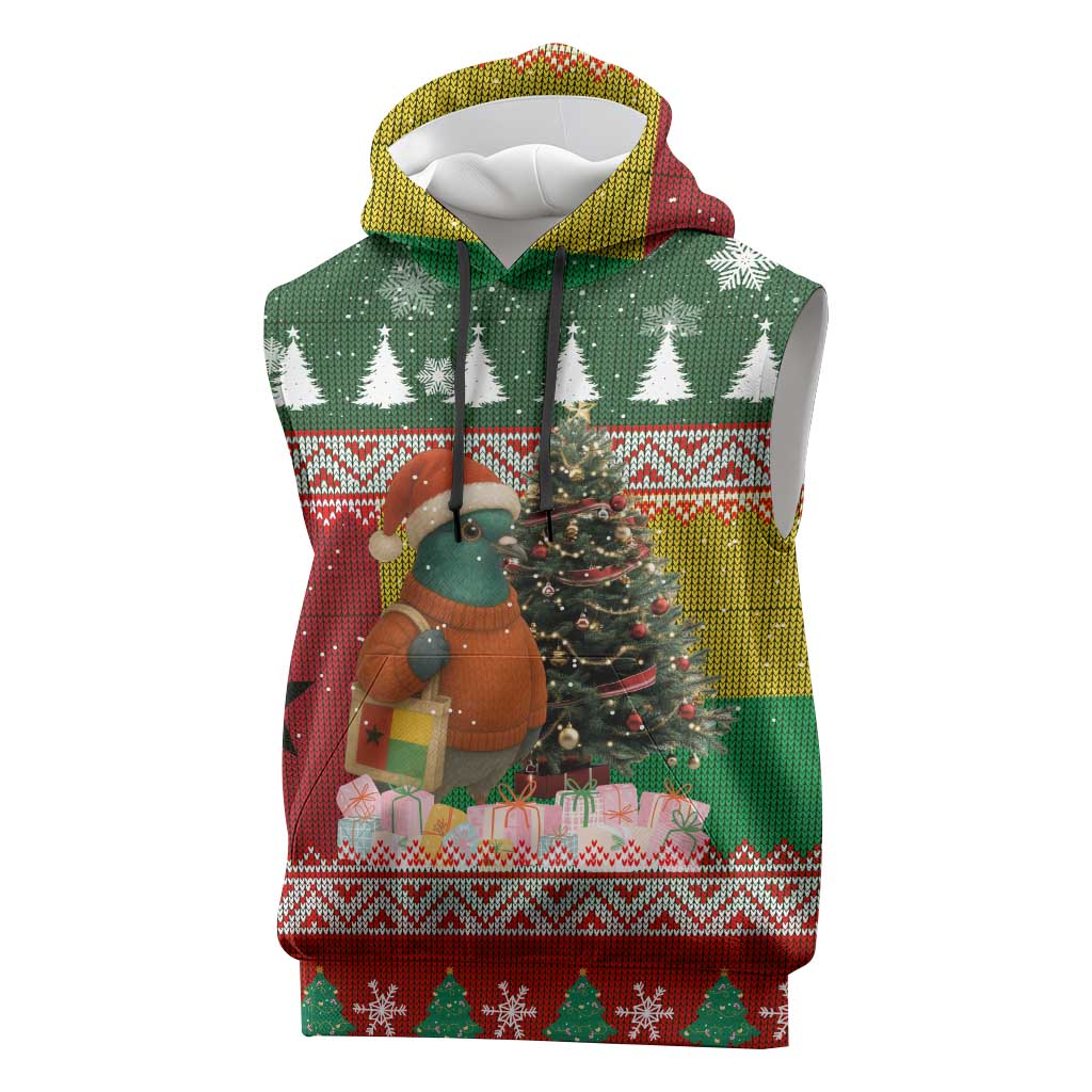Guinea Bissau Christmas Sleeveless Hoodie Santa Penguin Christmas Tree and Snowflake - African Pride