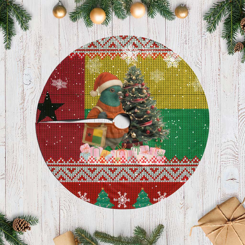 Guinea Bissau Christmas Tree Skirt Santa Penguin Christmas Tree and Snowflake - African Pride