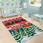 Guinea Bissau Christmas Area Rug Santa Sleigh Reindeer Forest and National Flag - African Pride