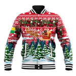 Guinea Bissau Christmas Baseball Jacket Santa Sleigh Reindeer Forest and National Flag - African Pride