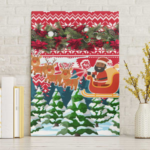 Guinea Bissau Christmas Canvas Wall Art Santa Sleigh Reindeer Forest and National Flag - African Pride