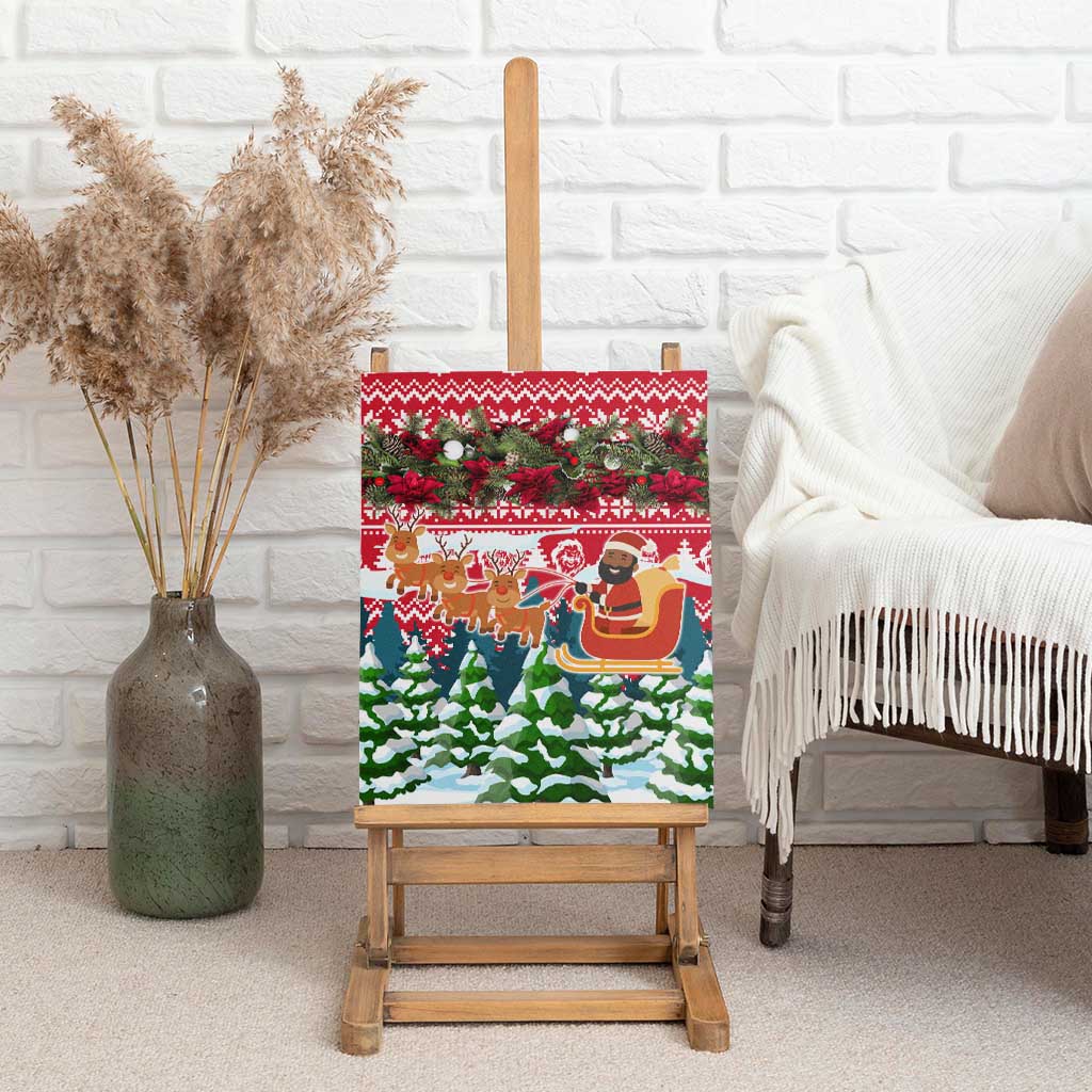 Guinea Bissau Christmas Canvas Wall Art Santa Sleigh Reindeer Forest and National Flag - African Pride