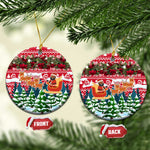Guinea Bissau Christmas Ceramic Ornament Santa Sleigh Reindeer Forest and National Flag - African Pride