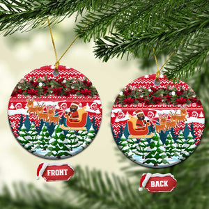Guinea Bissau Christmas Ceramic Ornament Santa Sleigh Reindeer Forest and National Flag - African Pride