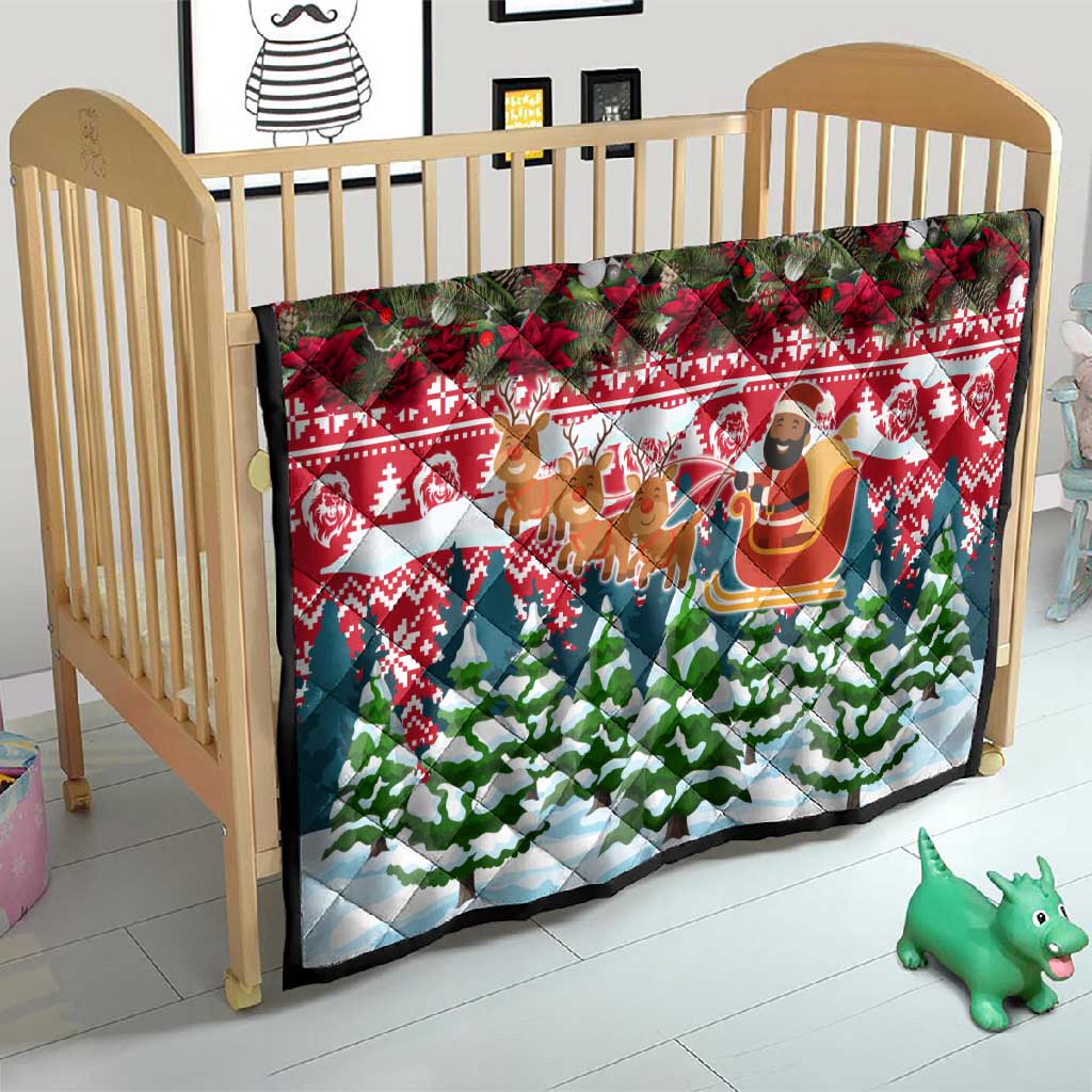Guinea Bissau Christmas Quilt Santa Sleigh Reindeer Forest and National Flag - African Pride