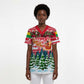 Guinea Bissau Christmas Scrub Top Santa Sleigh Reindeer Forest and National Flag - African Pride