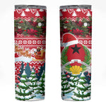 Guinea Bissau Christmas Skinny Tumbler Santa Sleigh Reindeer Forest and National Flag - African Pride