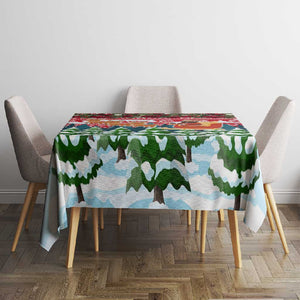 Guinea Bissau Christmas Tablecloth Santa Sleigh Reindeer Forest and National Flag - African Pride