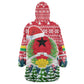 Guinea Bissau Christmas Wearable Blanket Hoodie Santa Sleigh Reindeer Forest and National Flag - African Pride