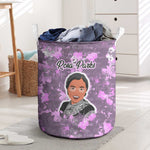 Rosa Parks Laundry Basket Purple Floral Pattern Civil Rights Tribute Bold Name Repeated Text Design - African Pride
