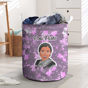 Rosa Parks Laundry Basket Purple Floral Pattern Civil Rights Tribute Bold Name Repeated Text Design - African Pride