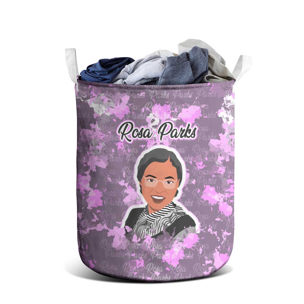 Rosa Parks Laundry Basket Purple Floral Pattern Civil Rights Tribute Bold Name Repeated Text Design - African Pride