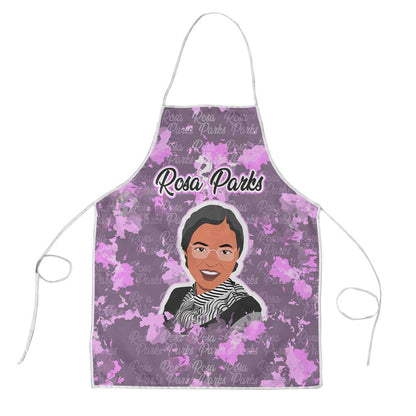 Rosa Parks Apron Purple Floral Pattern Civil Rights Tribute Bold Name Repeated Text Design - African Pride