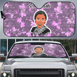 Rosa Parks Auto Sun Shade Purple Floral Pattern Civil Rights Tribute Bold Name Repeated Text Design - African Pride