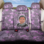Rosa Parks Back Car Seat Cover Purple Floral Pattern Civil Rights Tribute Bold Name Repeated Text Design - African Pride