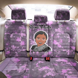 Rosa Parks Back Car Seat Cover Purple Floral Pattern Civil Rights Tribute Bold Name Repeated Text Design - African Pride