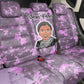 Rosa Parks Back Car Seat Cover Purple Floral Pattern Civil Rights Tribute Bold Name Repeated Text Design - African Pride